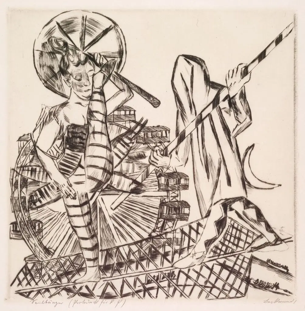 The Tightrope Walkers, from the portfolio "Annual Fair" by Max Beckmann