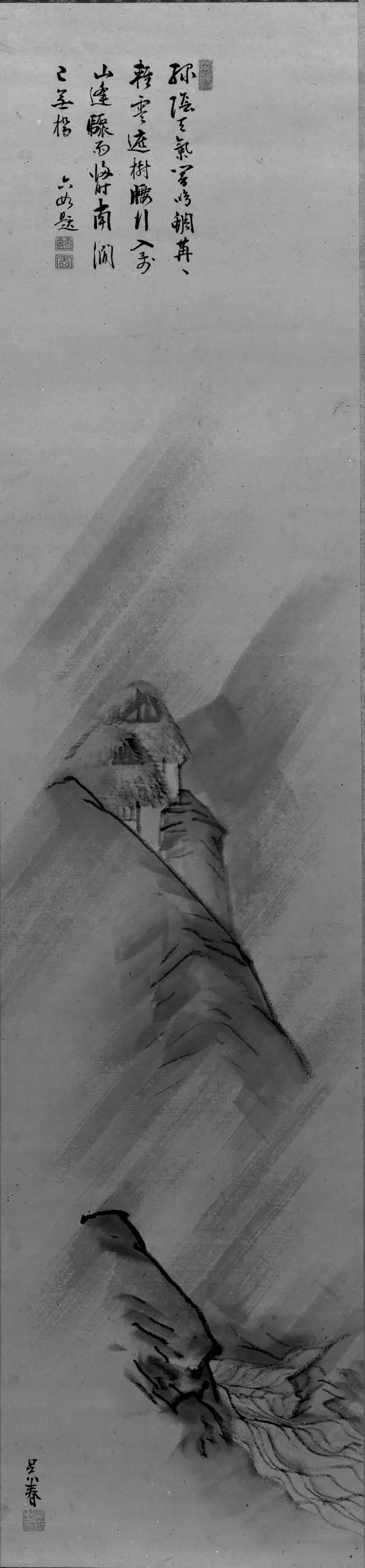 Mountain Stream in Heavy Rain by Goshun 呉春 (Matsumura Gekkei 松村月渓)