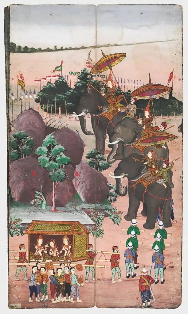 Illustrated Text on Cosmology (Traiphum) with Captions written in Thai Language and Script by Unknown artist