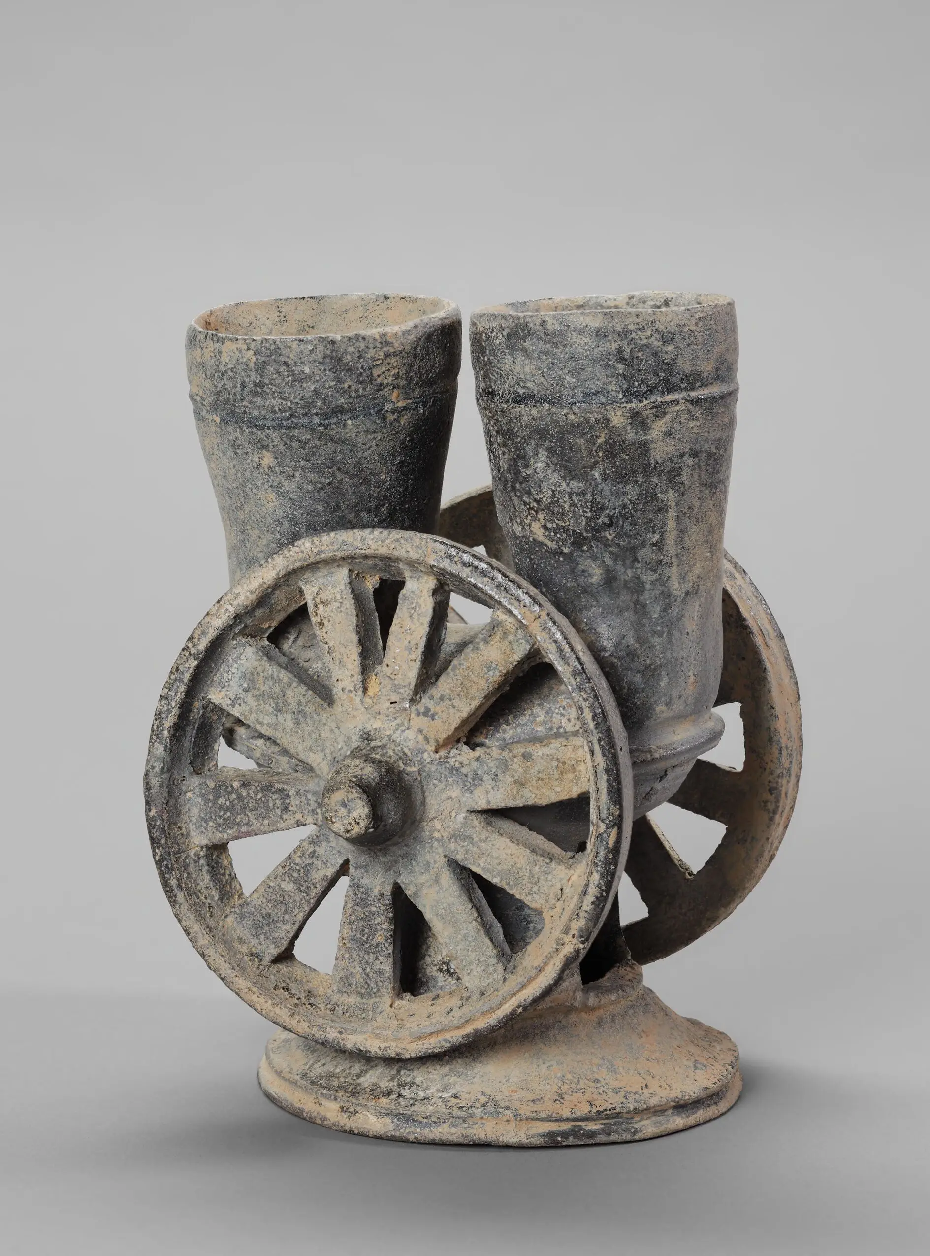 Chariot Vessel with Two Cups, Two Openwork Wheels, and Openwork, Flaring Base by Unknown artist