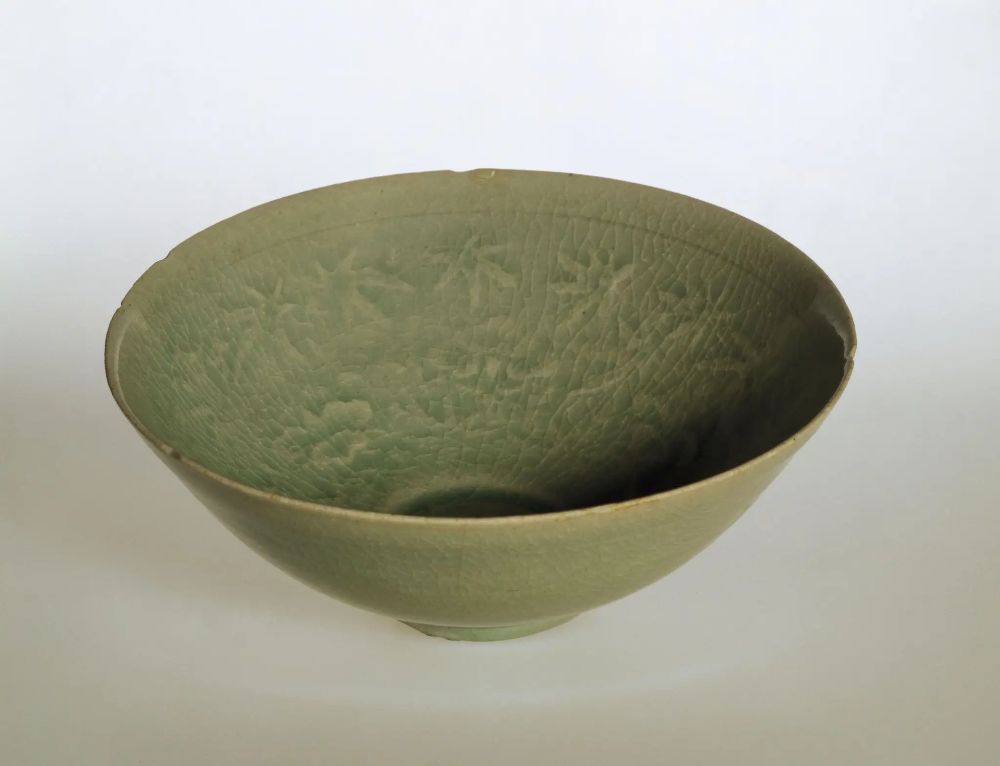 Circular Bowl with Notched Rim and Hibiscus Decor by Unknown artist
