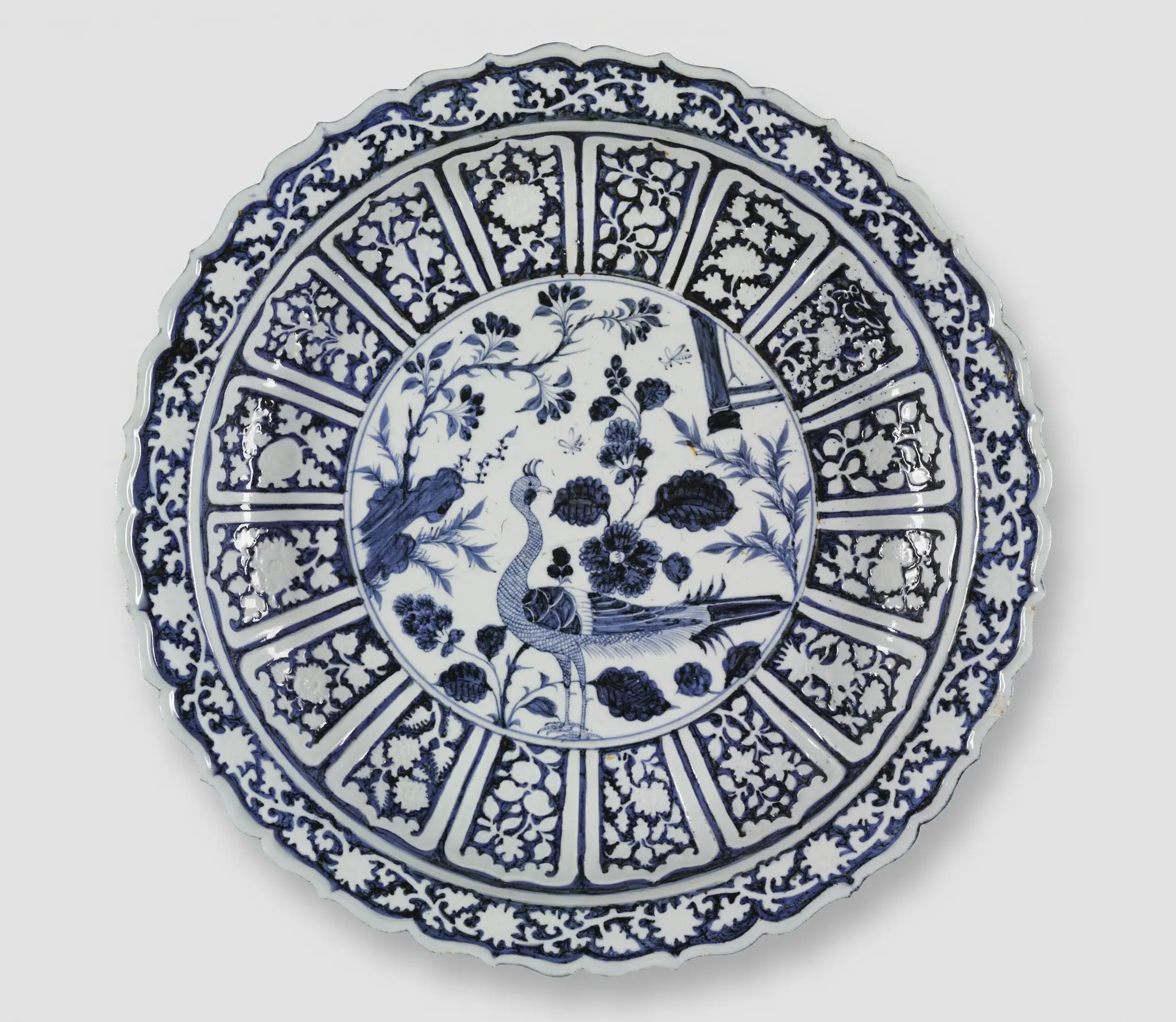 Charger with Foliate Rim and Peacock Decoration by Unknown artist