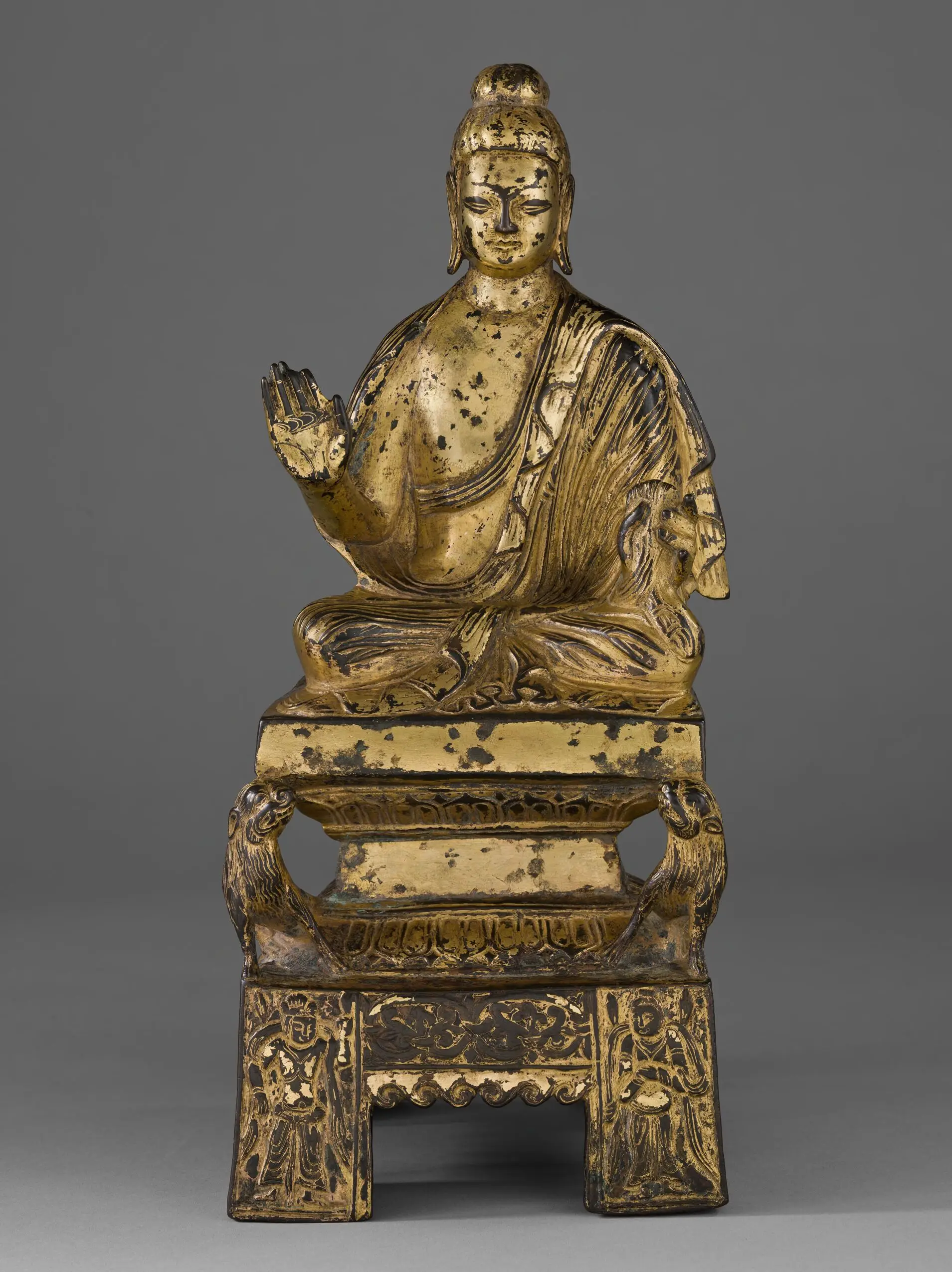 Buddha in Abhaya-mudra Seated on a Lion Throne by Unknown artist