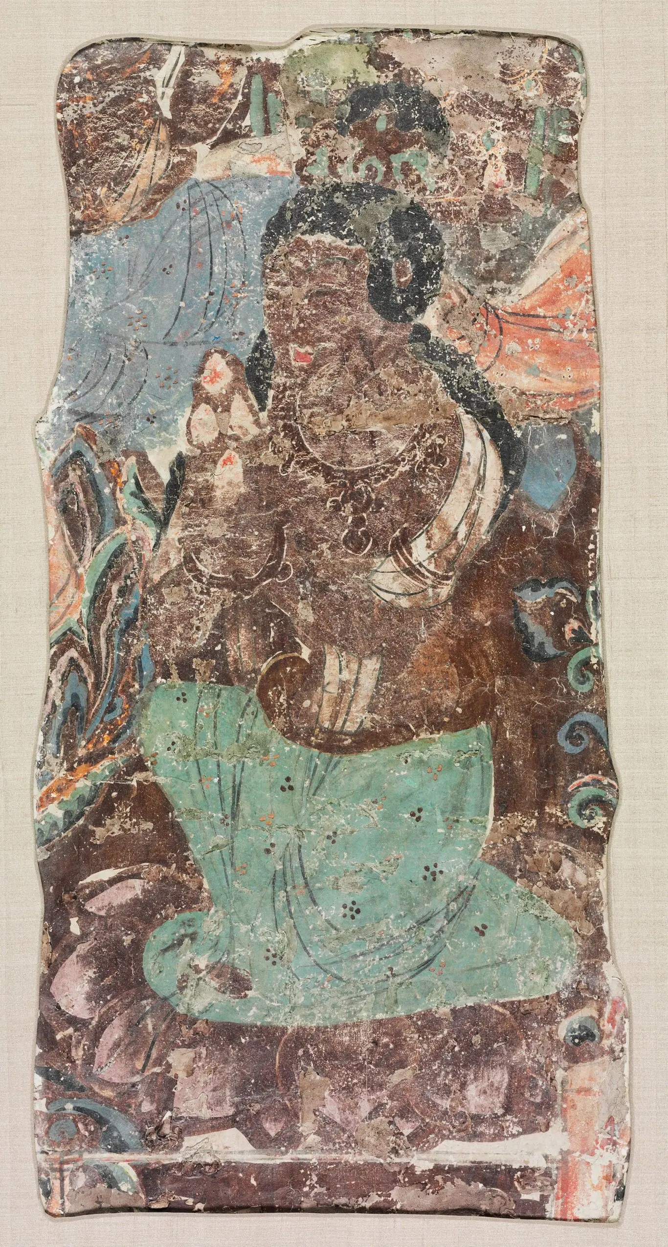 Kneeling Attendant Holding a Triple Jewel (from the north wall of Mogao Cave 329, Dunhuang, Gansu province) by Unknown artist