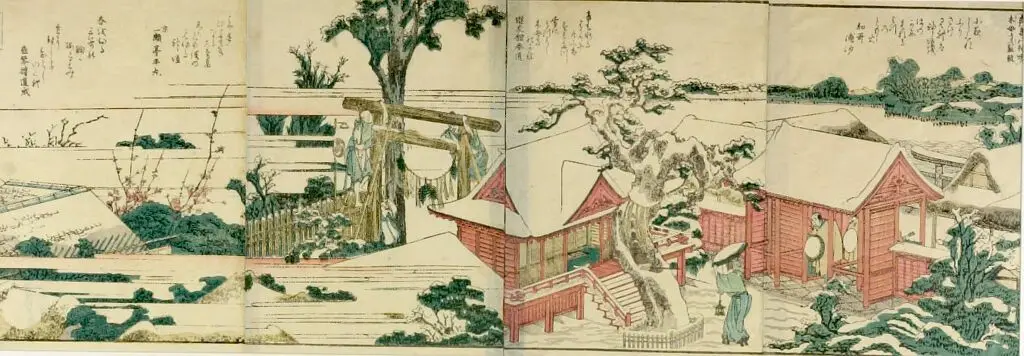 Sacred Light of Massaki (Massaki no jintō), detached book pages from Pictures of Both Banks of the Sumida River (Ehon Sumidagawa ryōgan ichiran) by Katsushika Hokusai 葛飾北斎