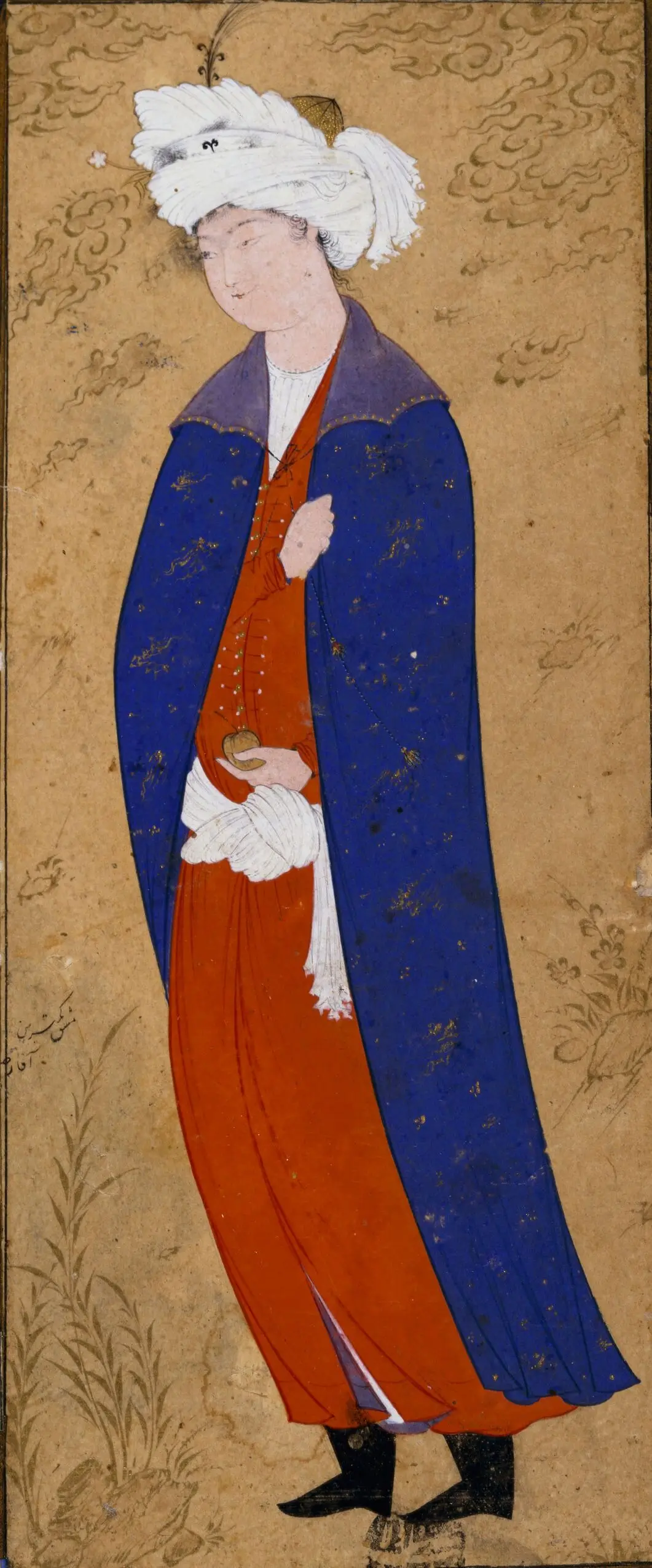 Young Man in a Blue Cloak by Aqa Riza (Riza ‘Abbasi)