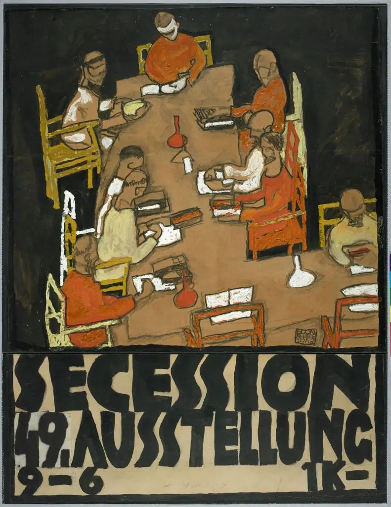 The Friends (Study for the Poster for the 49th Exhibition of the Vienna Secession) by Egon Schiele