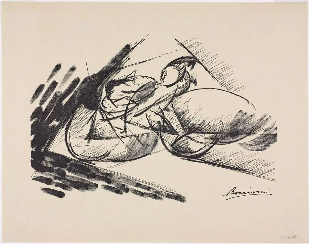 Forward Movement, from the portfolio "New European Graphics, Portfolio IV: Italian and Russian Artists" by Umberto Boccioni