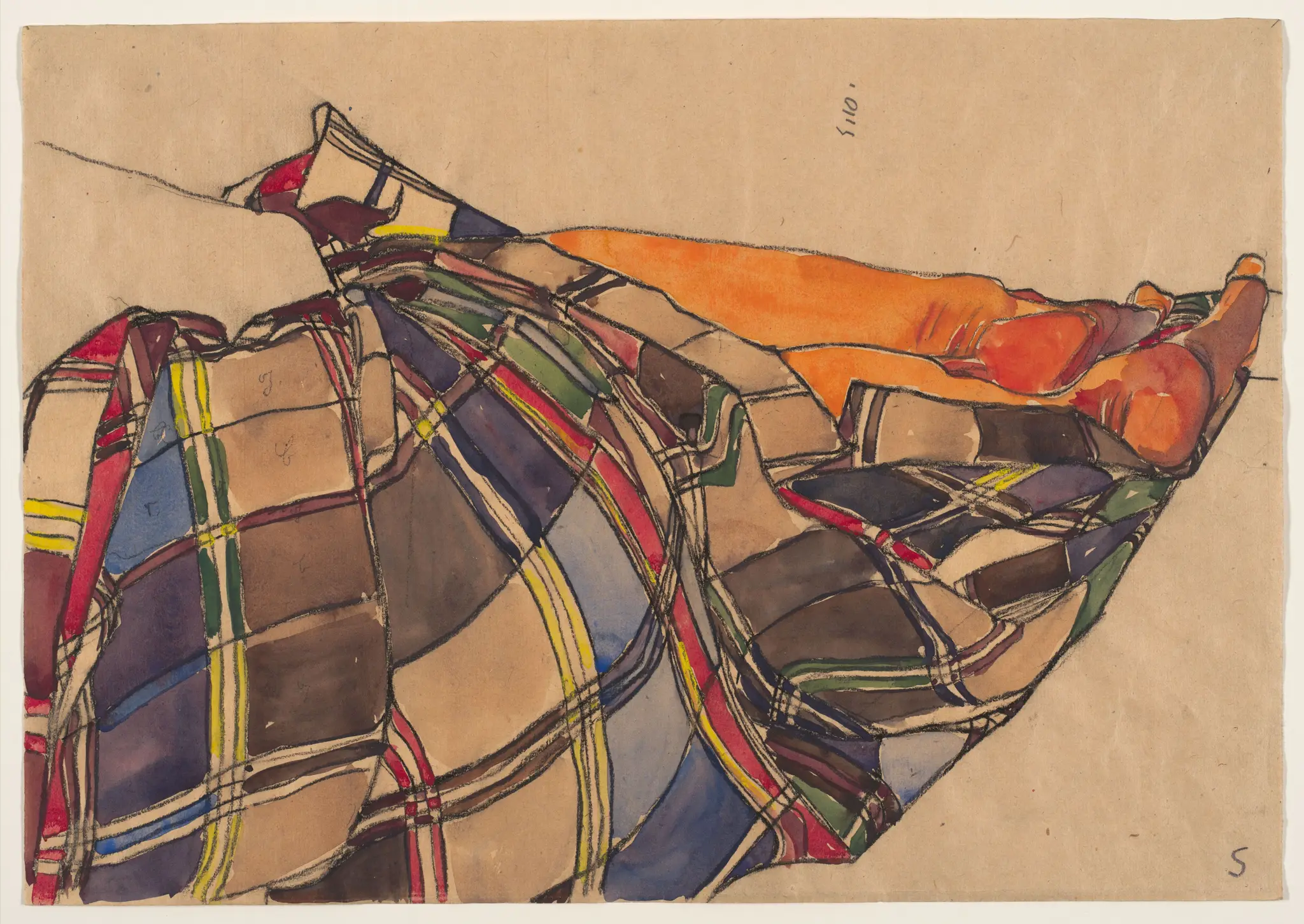 Sleeping Figure with Blanket by Egon Schiele