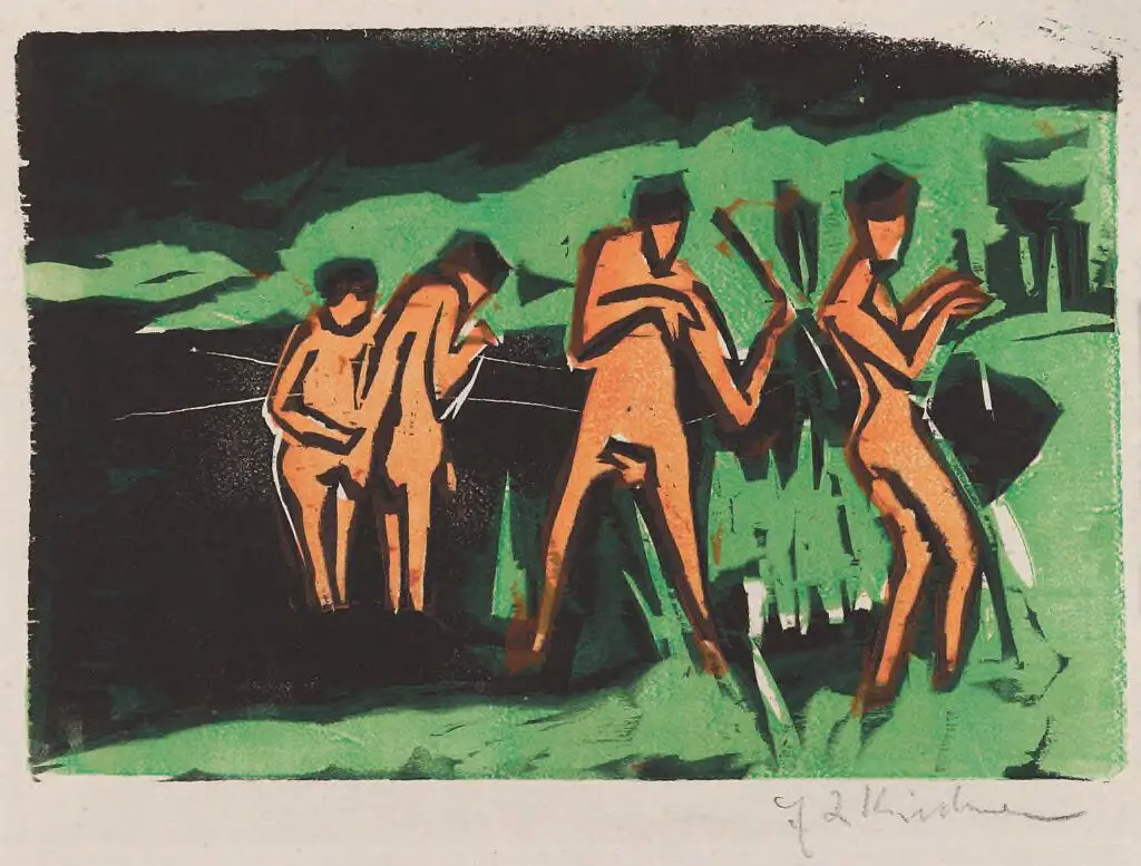 Bathers Tossing Reeds by Ernst Ludwig Kirchner