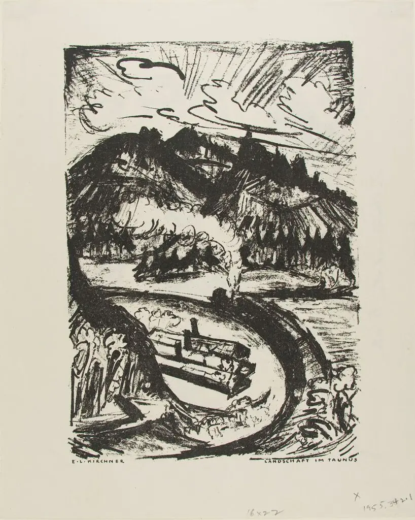 Taunus landscape, from "Der Bildermann", 1916, Issue 6 by Ernst Ludwig Kirchner