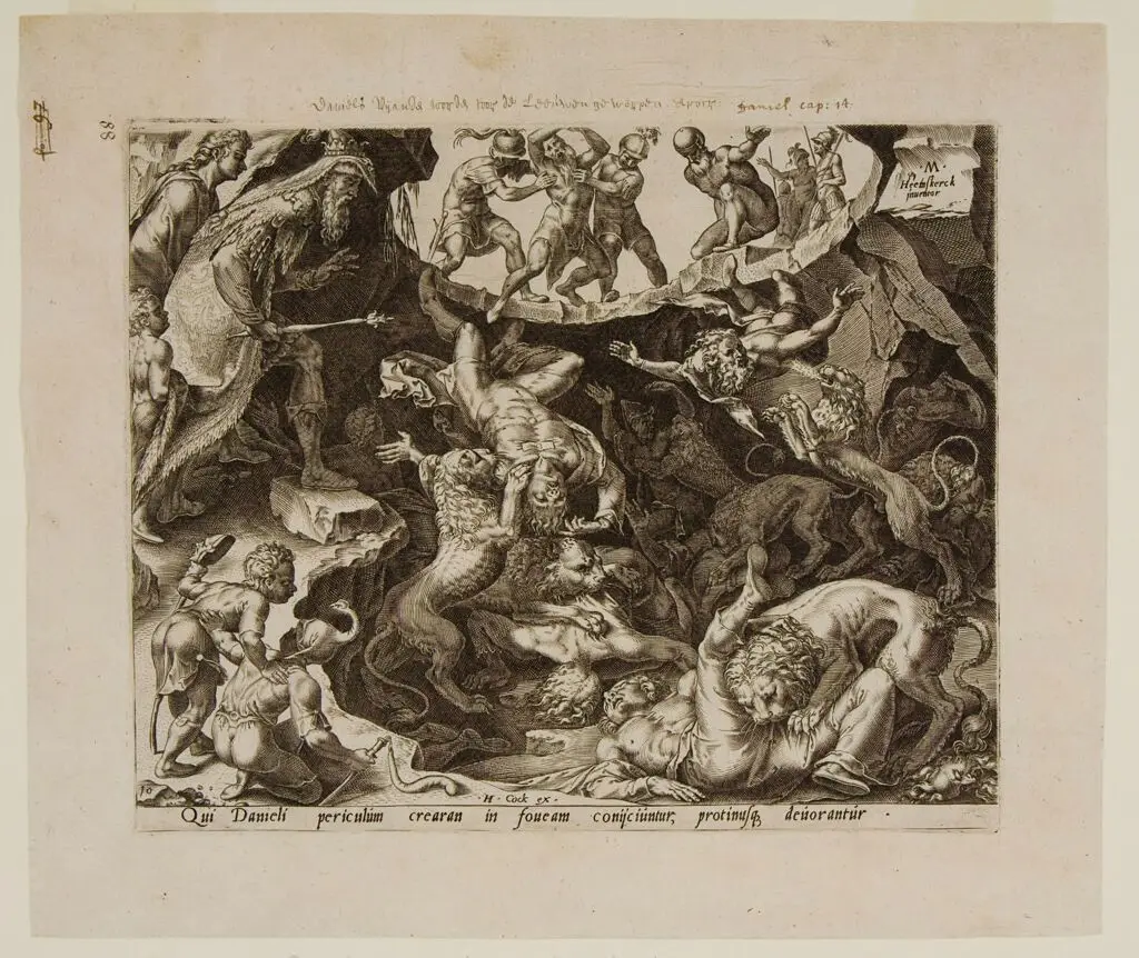 The Babylonians Are Devoured by the Lions (Dan.14:41) by Philips Galle