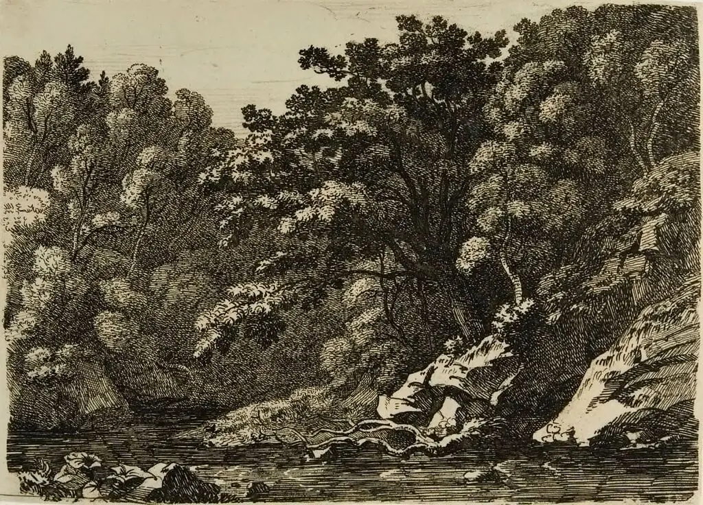 Wooded Landscape with Stream by Hugh William Williams