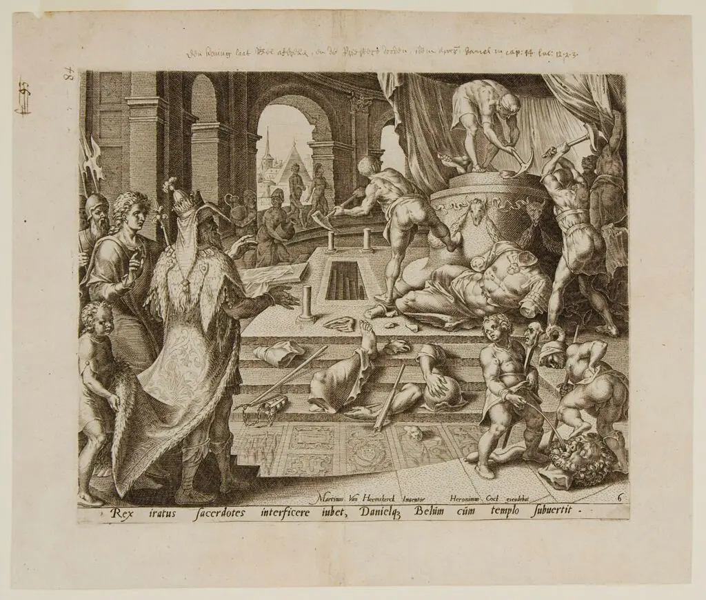 King Cyrus Delivers Baal to Daniel for Destruction (Dan.14:22) by Philips Galle