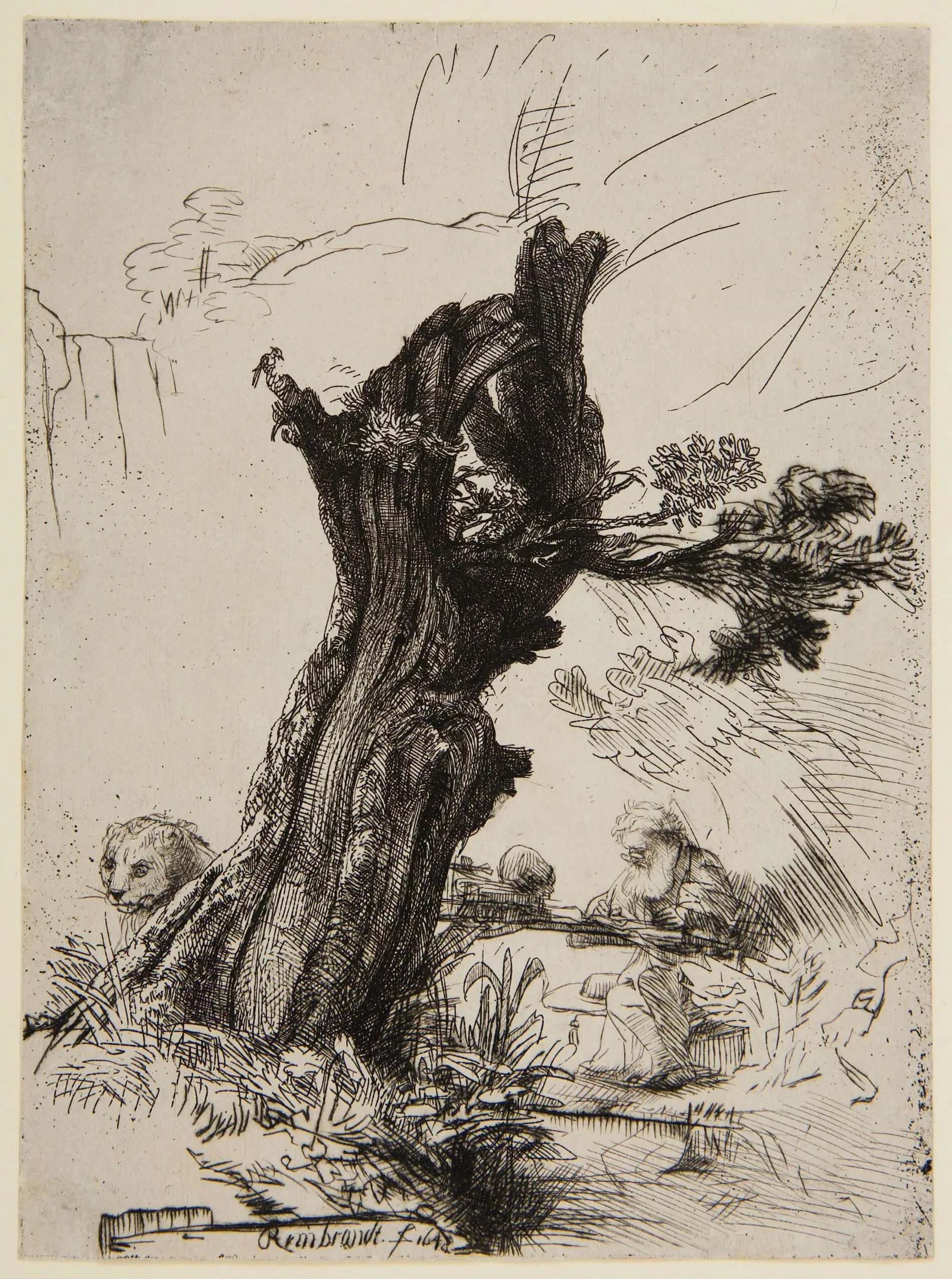 Saint Jerome beside a Pollard Willow by Rembrandt Harmensz. van Rijn