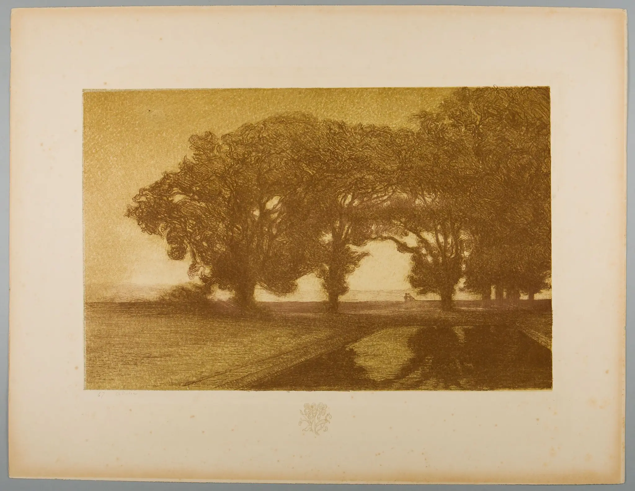 Landscape, Remarque: Pansies by Charles-Marie Dulac