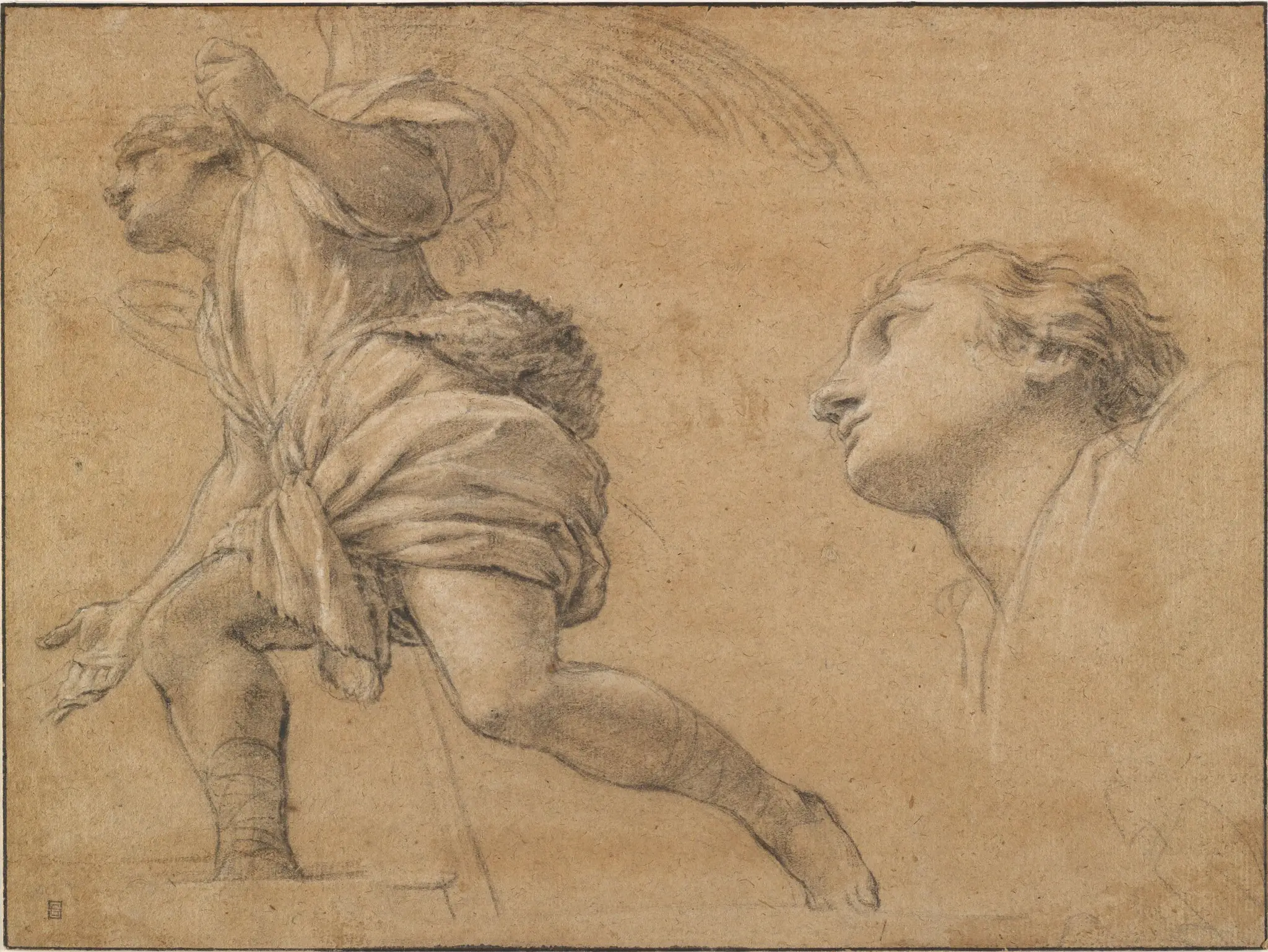 Studies for the Archangel Raphael by Eustache Le Sueur