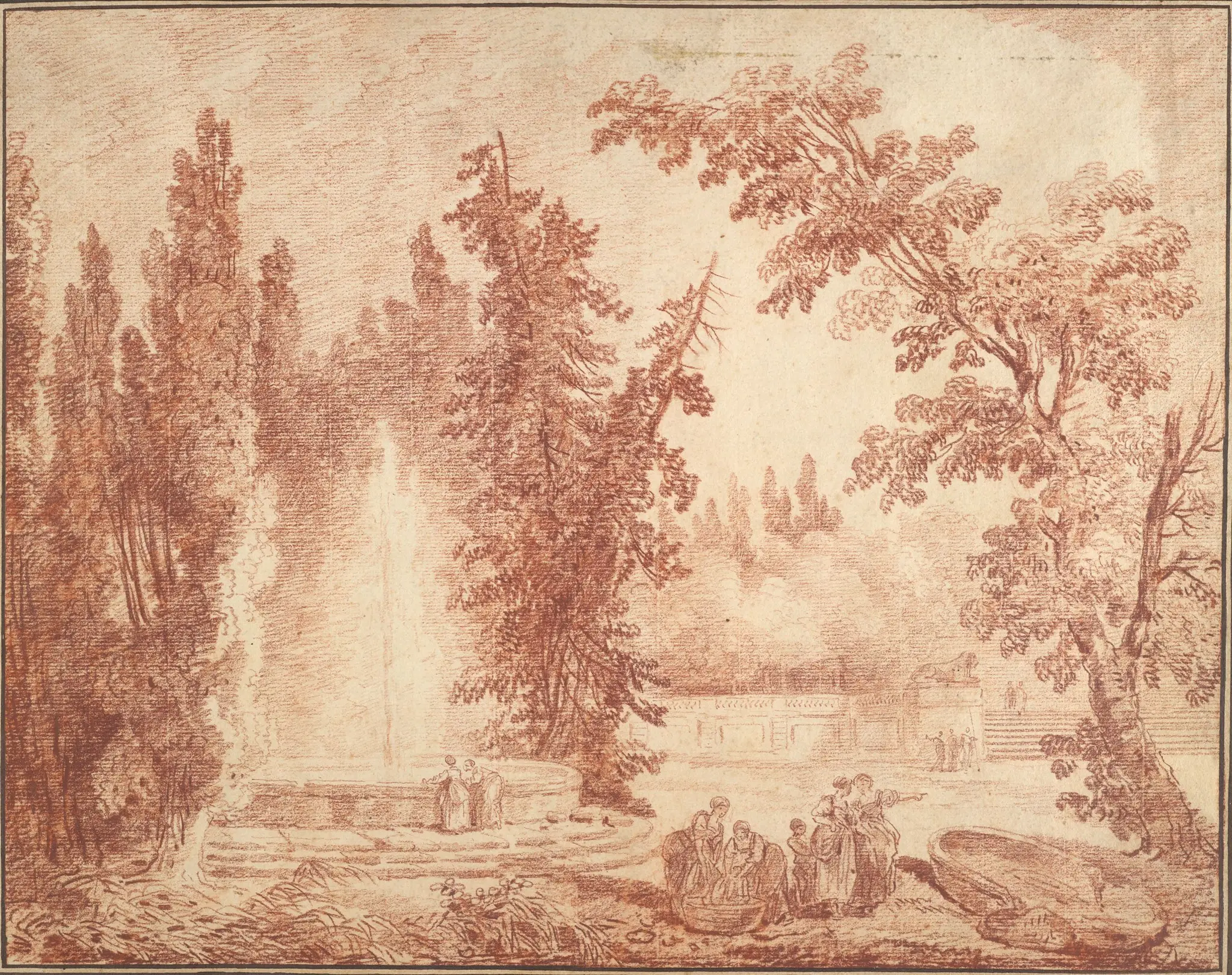 Fountain in the Garden of an Italian Villa by Hubert Robert