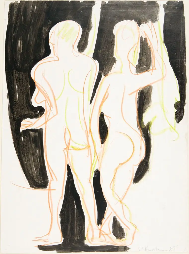Nude Couple in a Wood by Ernst Ludwig Kirchner