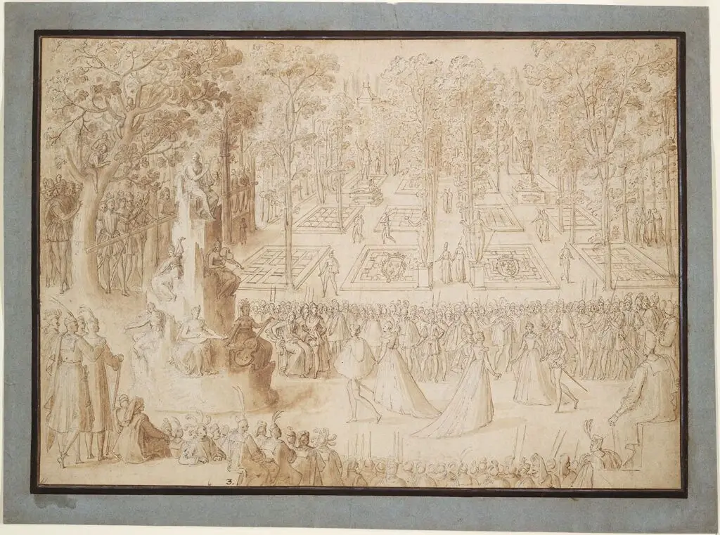 Catherine de Medici Entertaining the Polish Ambassadors in the Tuileries Gardens by Antoine Caron