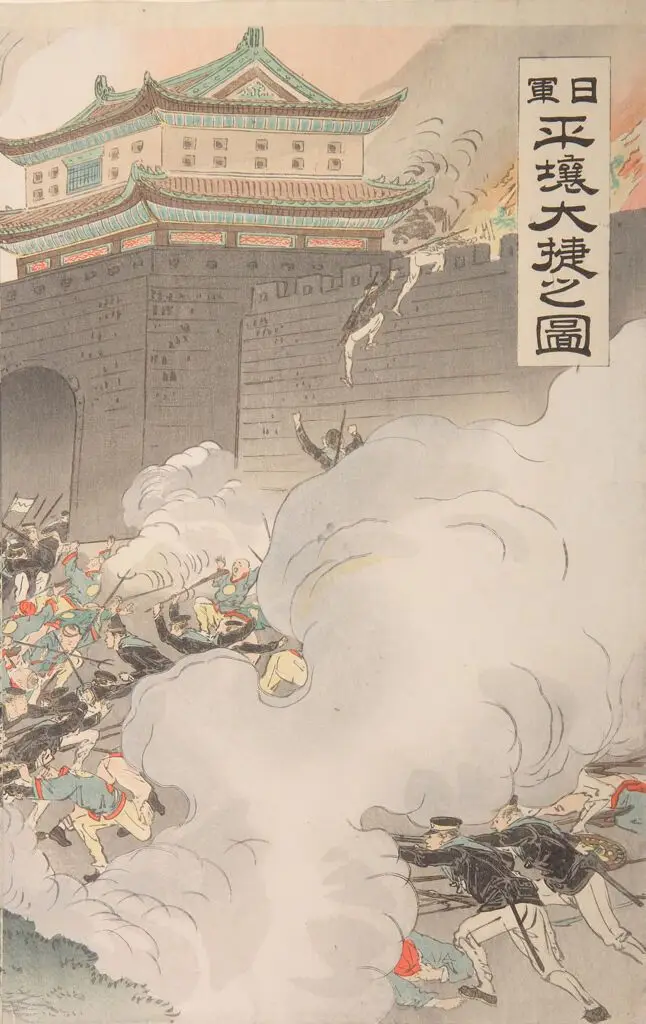 Great Victory for the Japanese Army at P'yōng Yang (Nichigun Heijō taisho no zu) by Ogata Gekkō