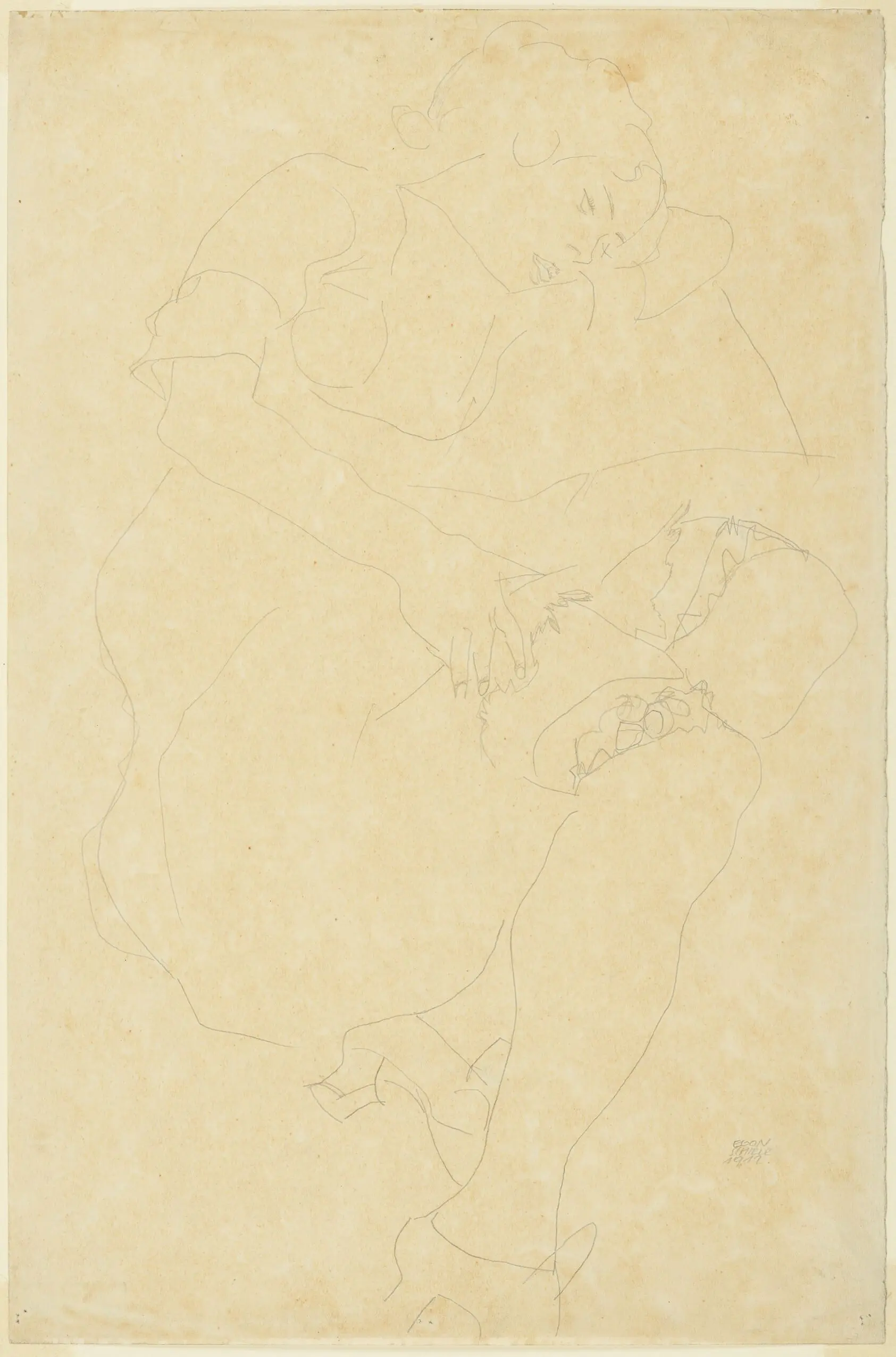 Woman Seated in a Chair; verso: Girl Seated on the Floor by Egon Schiele