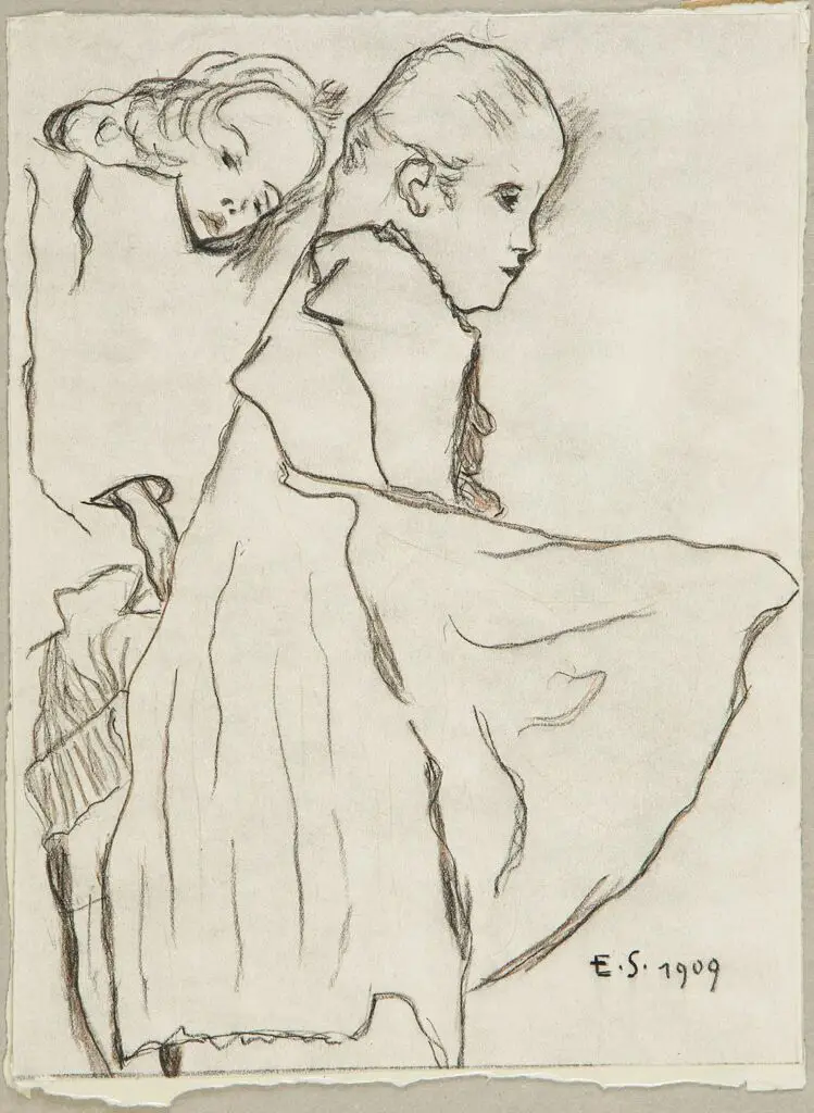 Two Little Girls by Egon Schiele