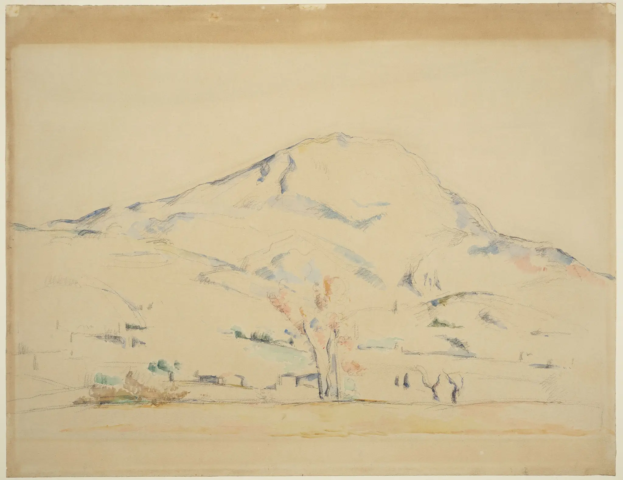 View of Mont Sainte Victoire; verso: Study of a Tree by Paul Cézanne