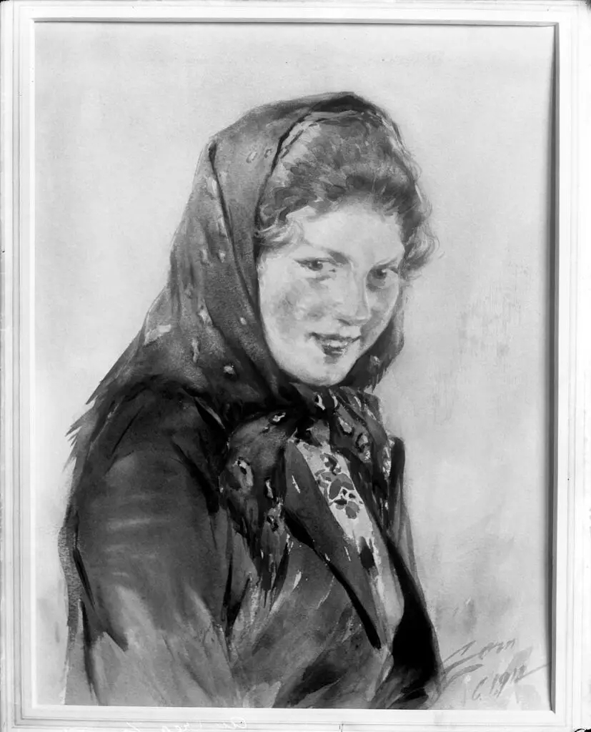 Swedish Peasant Girl with Red Kerchief by Anders Leonard Zorn