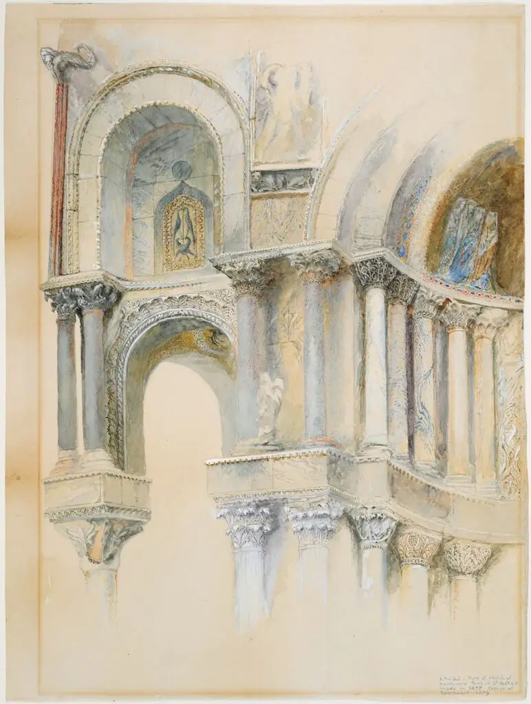 Part of a Sketch of the Northwest Porch of St. Mark's by John Ruskin