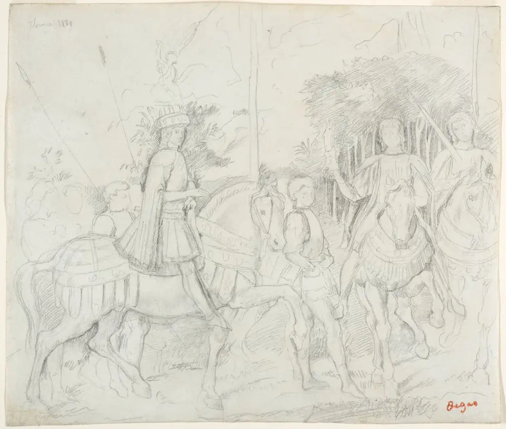 Lorenzo de' Medici and Attendants after "The Procession of the Magi," by Benozzo Gozzoli by Hilaire-Germain-Edgar Degas