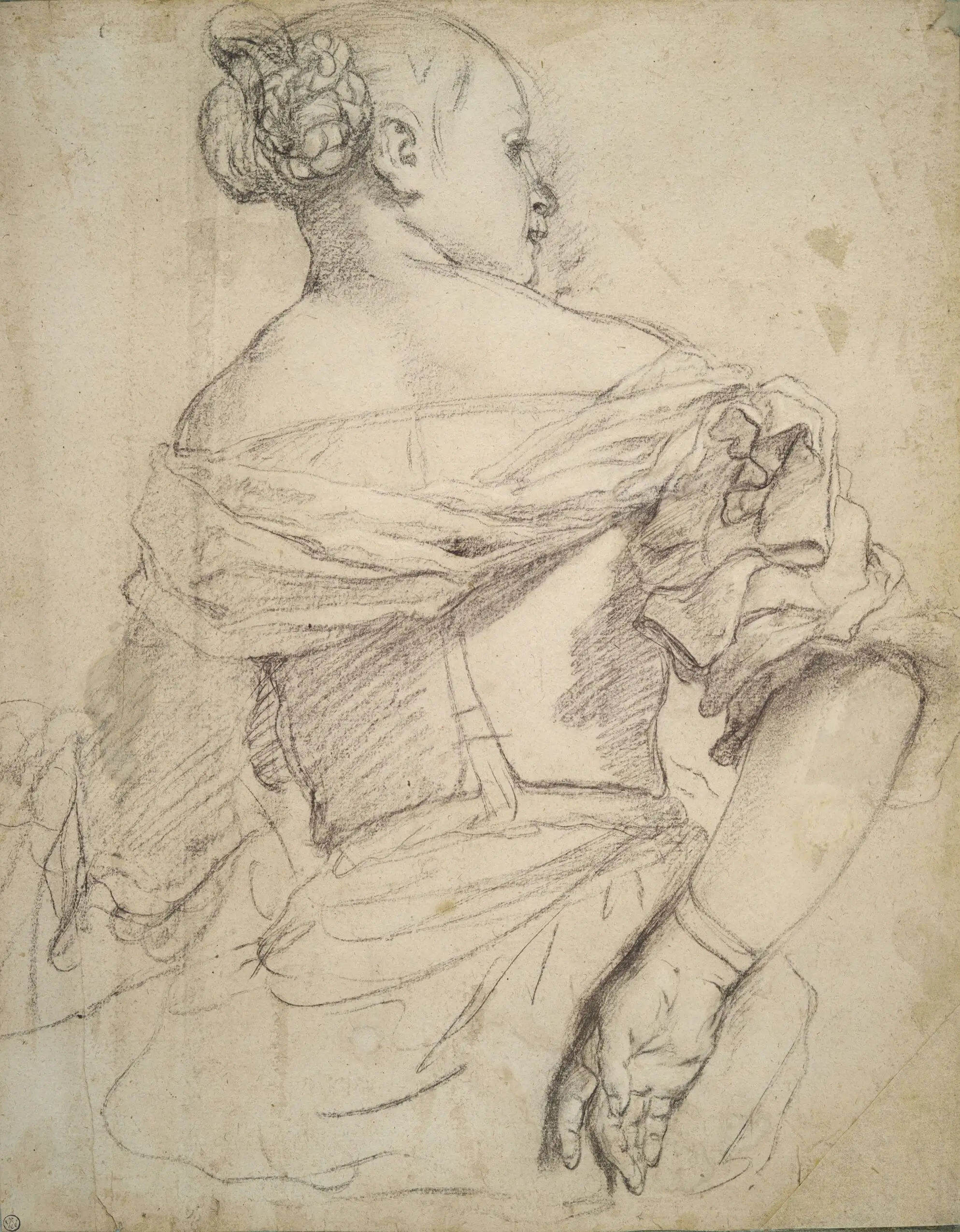 Figure of a Woman Seated with her Back Turned (Study for the Eritrean Sybil) by Paolo Caliari, called Veronese