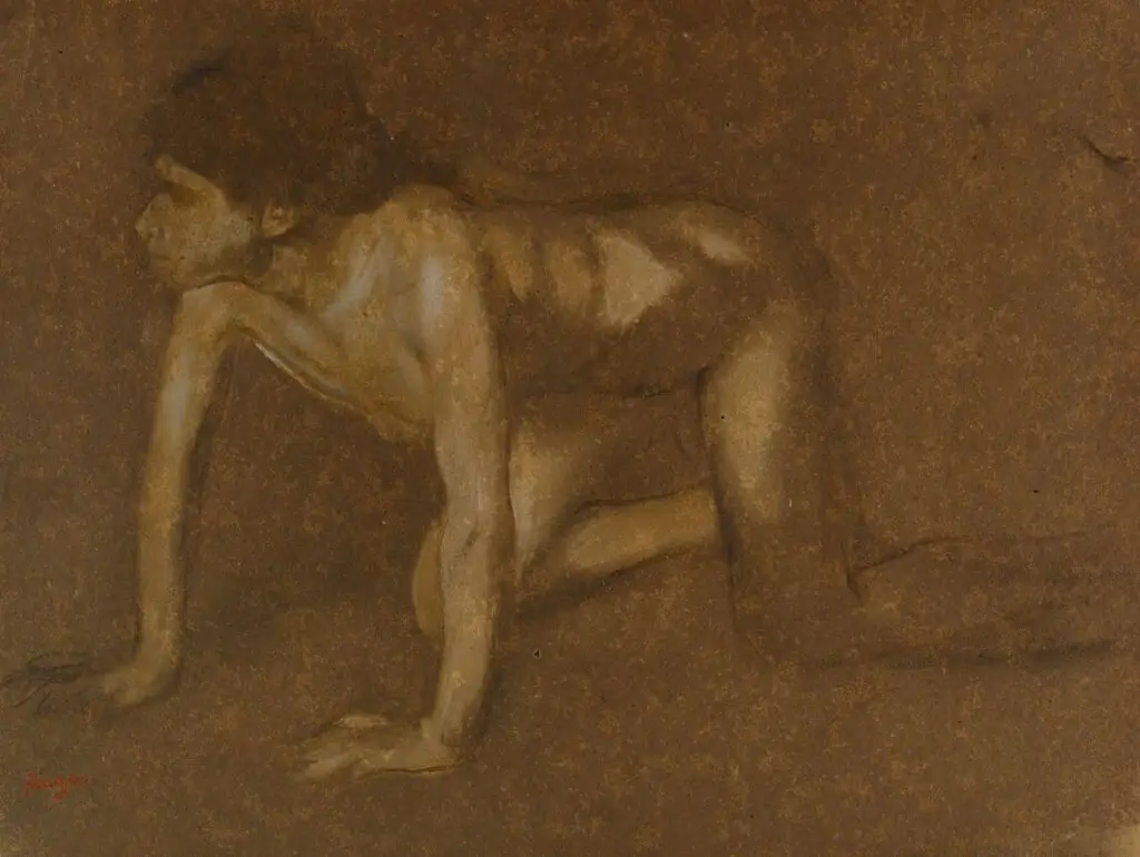 A Nude Youth Crawling, Study for "Young Spartan Girls Challenging Boys" by Hilaire-Germain-Edgar Degas