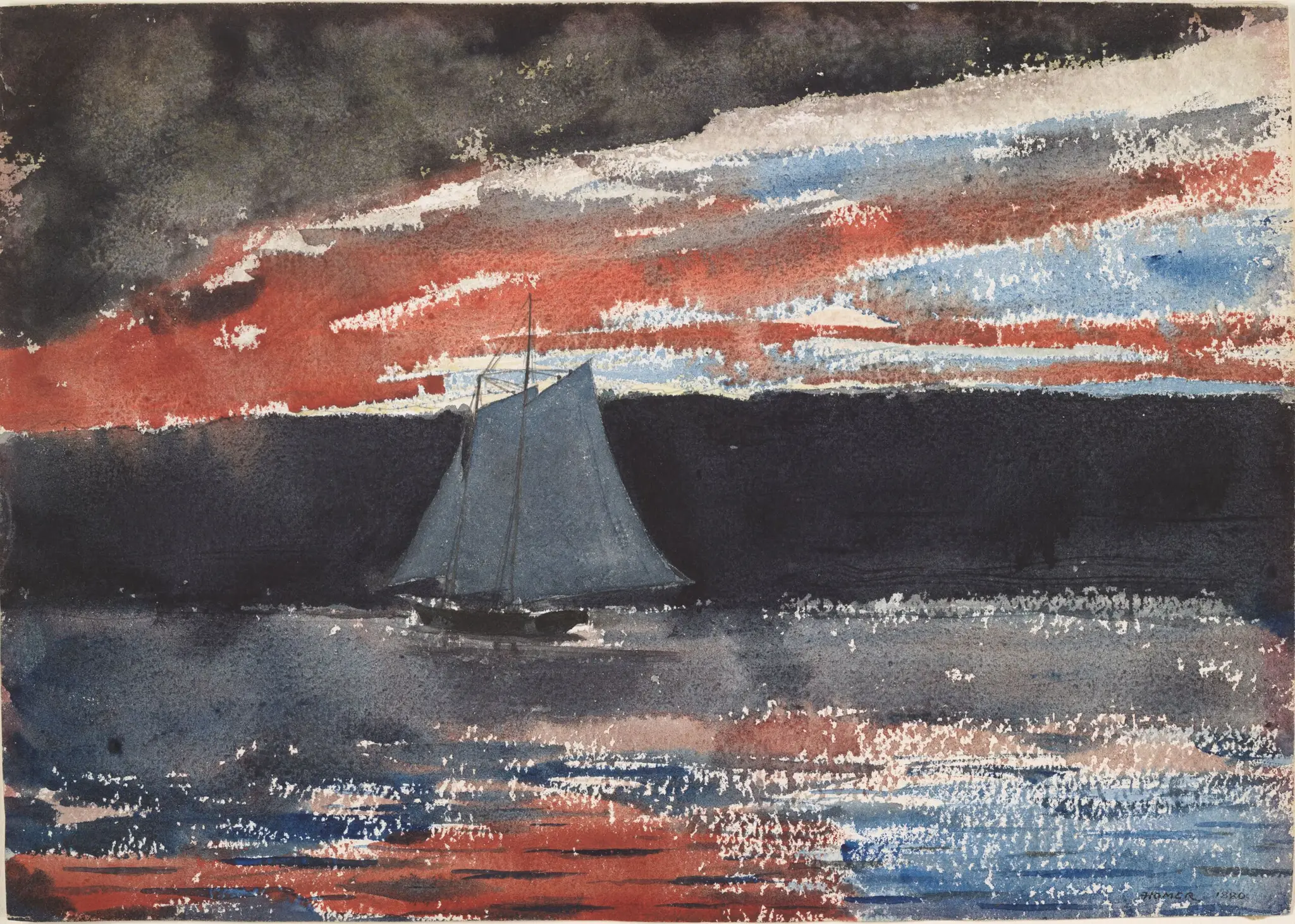 Schooner at Sunset by Winslow Homer