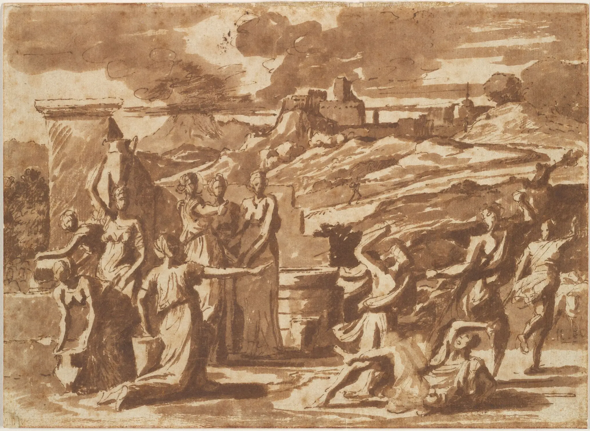 Moses Defending the Daughters of Jethro by Nicolas Poussin