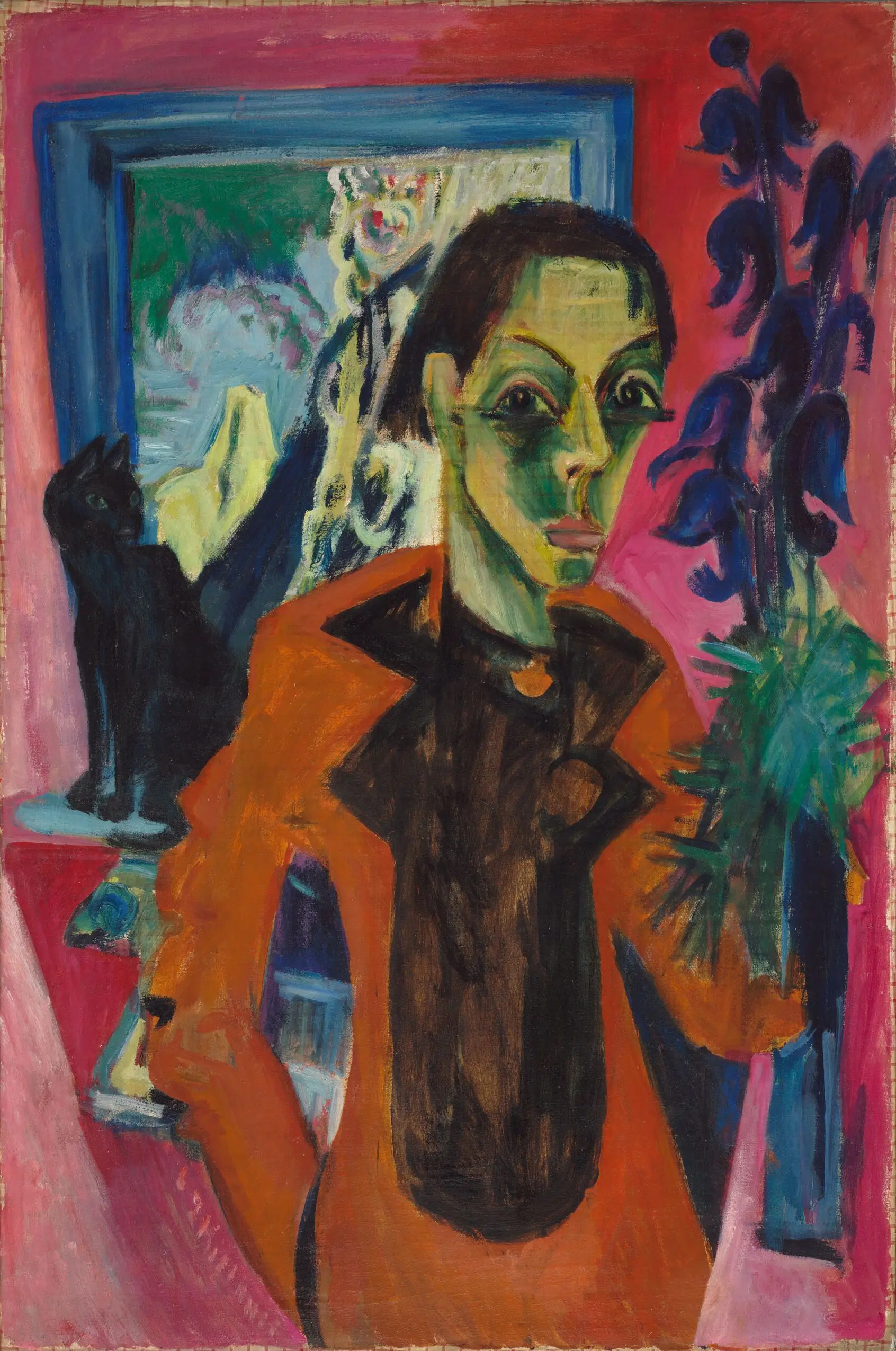 Self-Portrait with Cat by Ernst Ludwig Kirchner