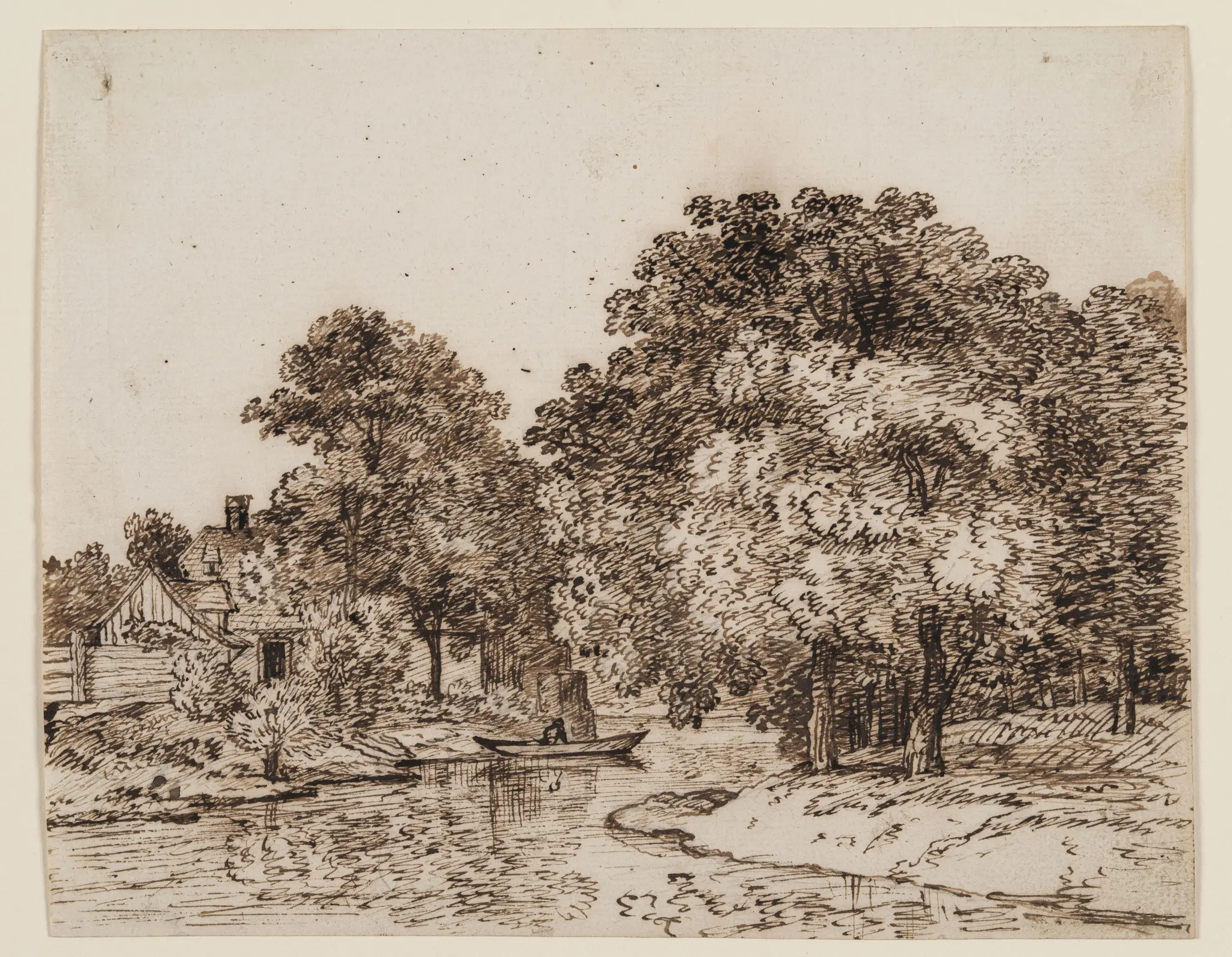 Landscape with River and Houses by Ferdinand Kobell