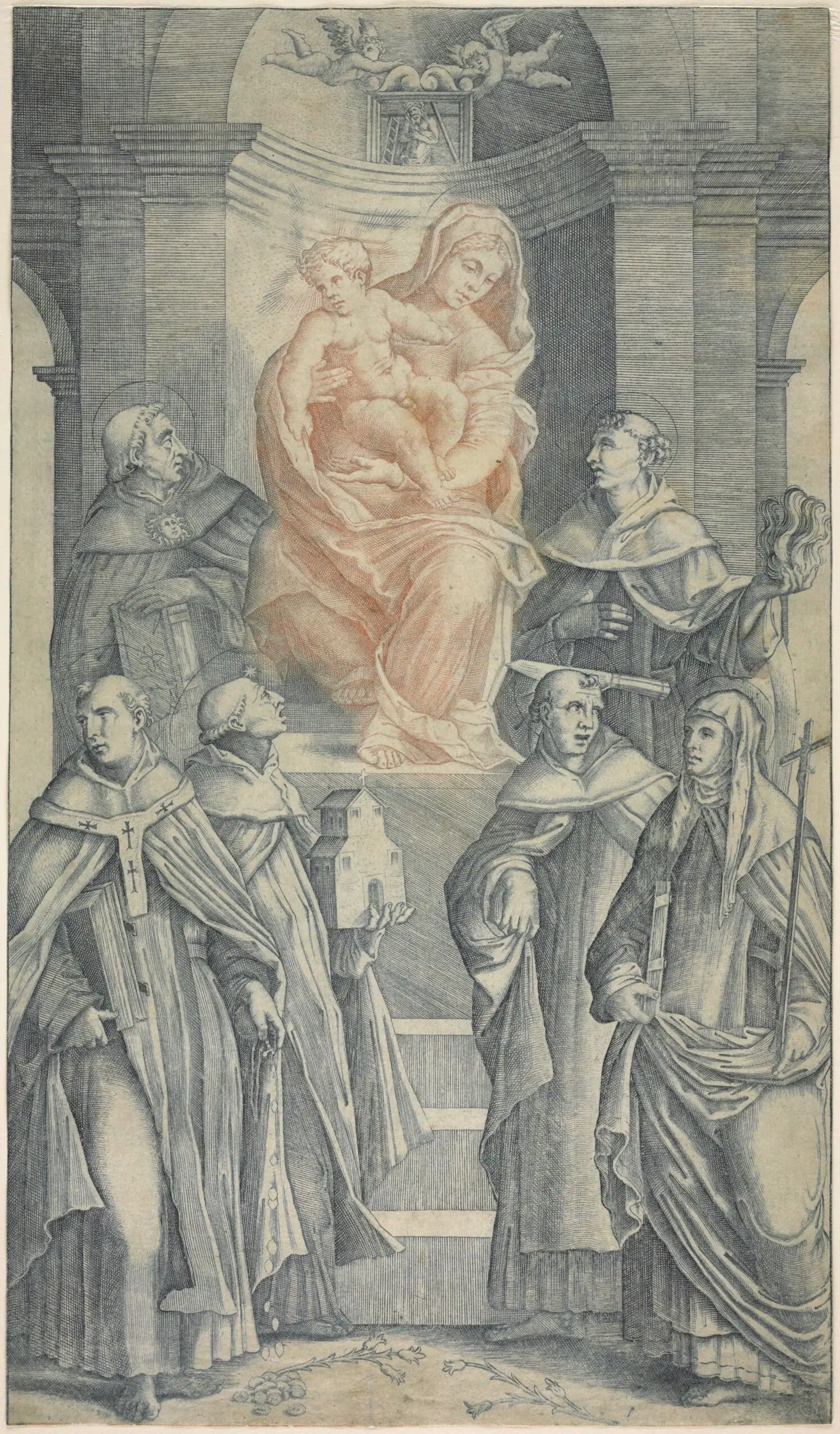 Madonna Adored by Saints of the Dominican Order by Agostino Veneziano