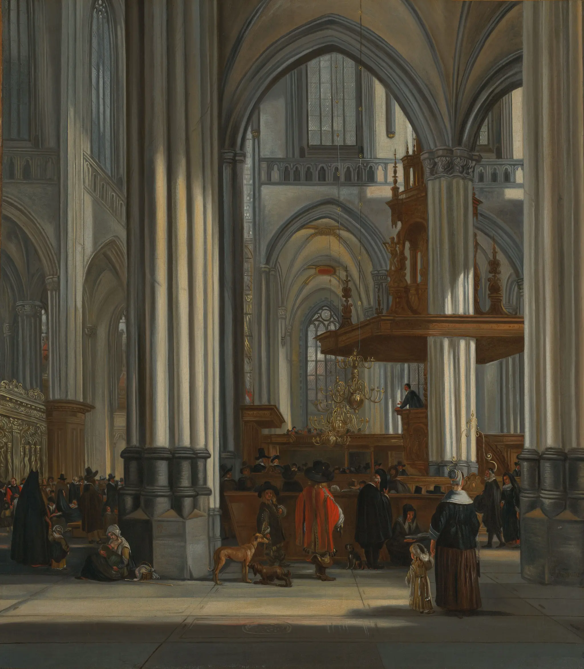 The Interior of the Nieuwe Kerk, Amsterdam, with a Sermon in Progress by Emanuel de Witte
