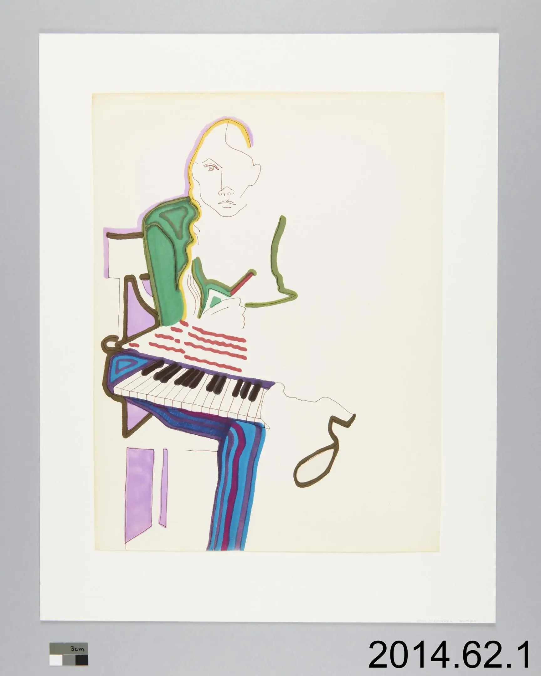drawing, Self-Portrait with Keyboard by Mitchell, Joni