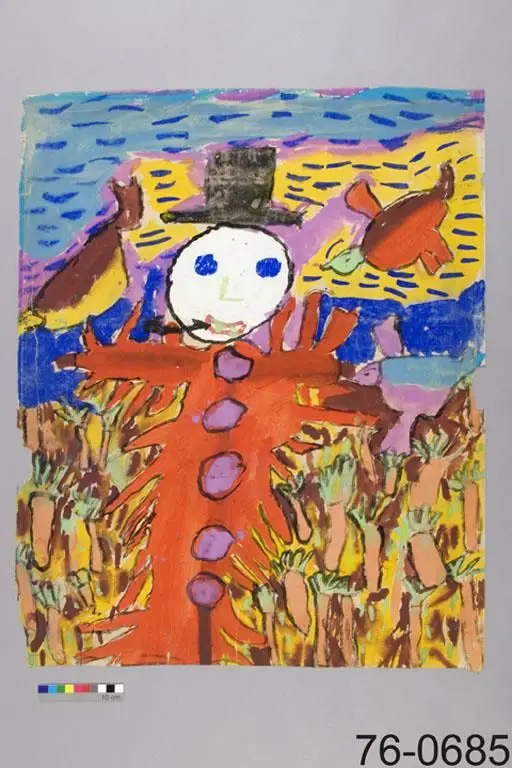painting, Scarecrow In Our Back Garden by Byrne, David