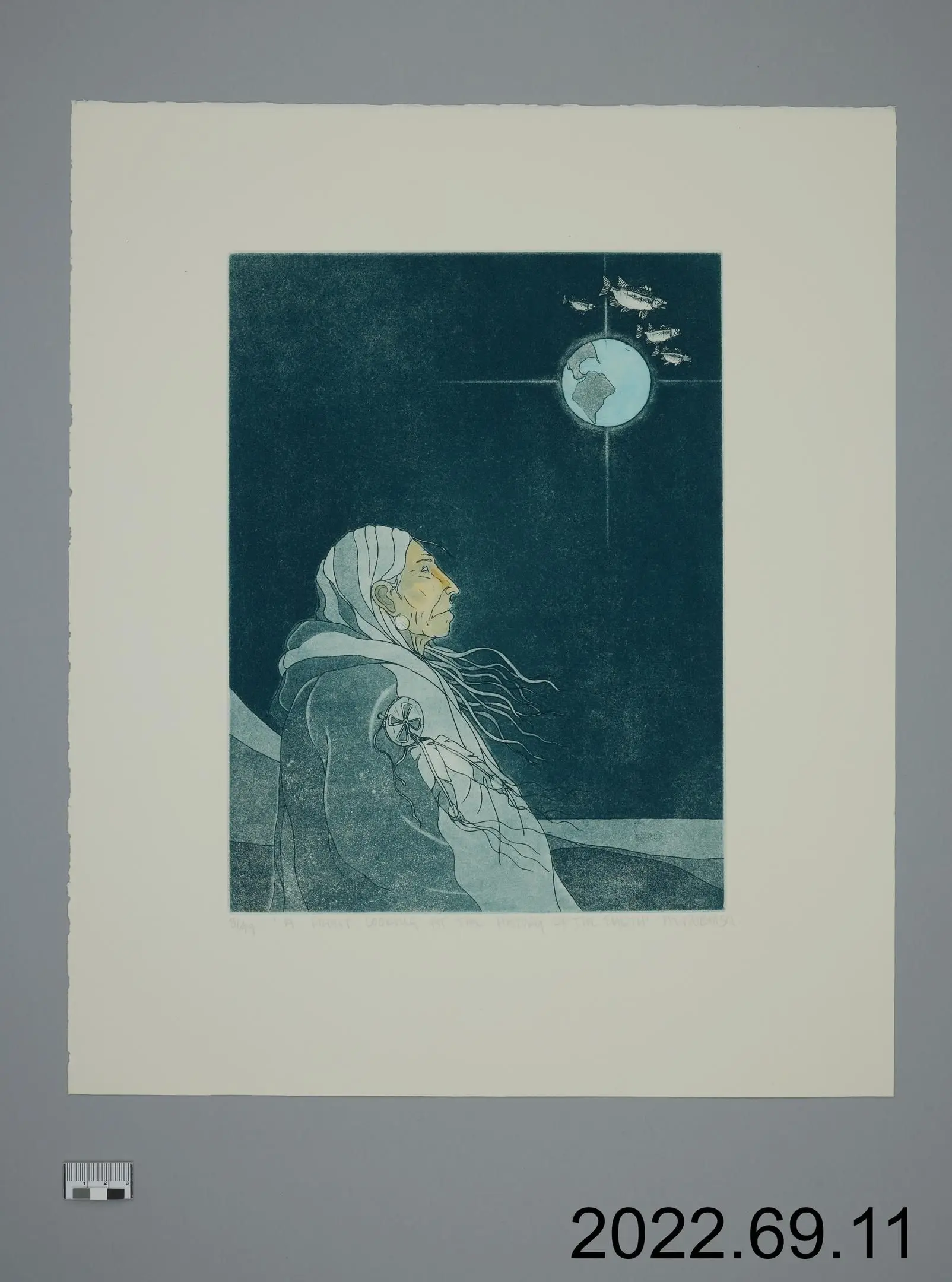 art print, A Priest Looking At The History Of The Earth by Robinson, Michael