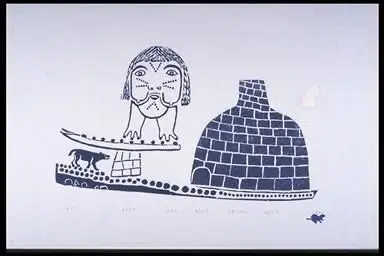 art print, Kajutaijuq, the evil spirit that comes knocking in the night by Amittu, Davidialuk Alasua