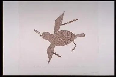 print, Bird carrying feather by Papialuk, Josie Pamiutu