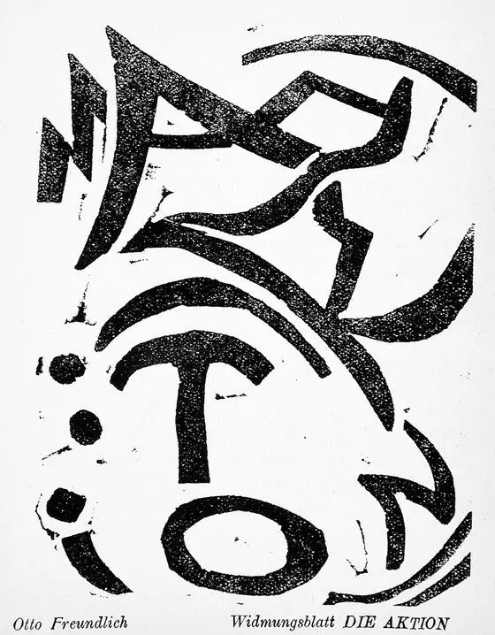 Dedication page for Die Aktion by Otto Freundlich