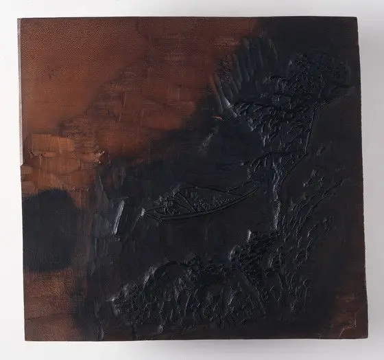 Woodblock with Scene of Figure in a Boat by Unknown artist