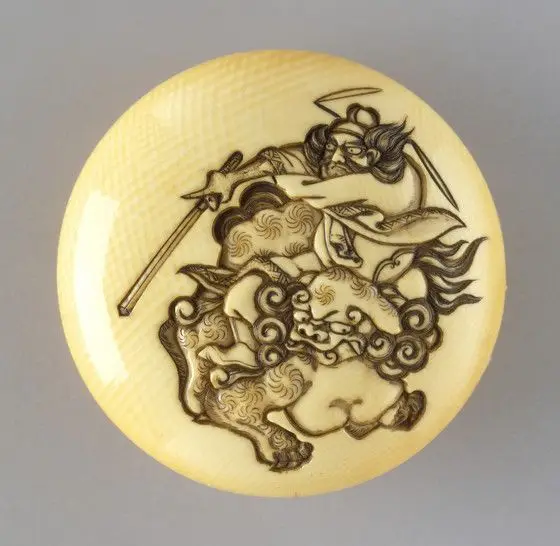 Shōki Mounted on Chinese Lion by Kikugawa Family