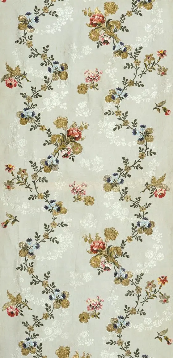 Textile With Design of Floral Bouquets and Meanders by Costume and Textiles