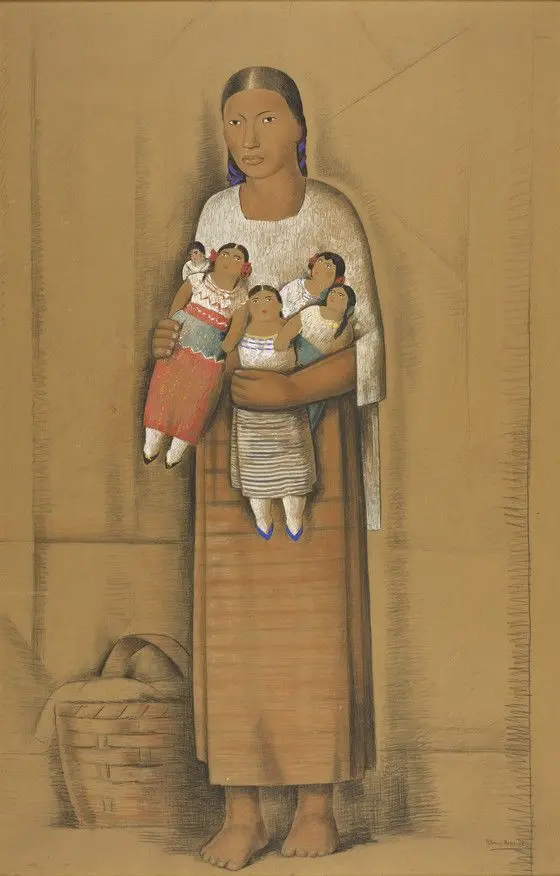 Young Woman with Dolls (Mujer joven con muñecas) by Alfredo Ramos Martínez