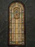 [Design drawing for stained glass Clerestory Window, translucent with floral pattern] by j. & r. lamb studios